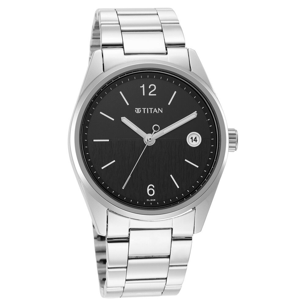 Titan watches with outlet black steel strap