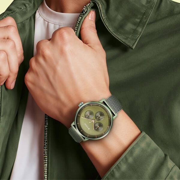 Titan Modern Classics Green Dial Quartz Multifunction Stainless Steel Strap Watch for Men - image number 5