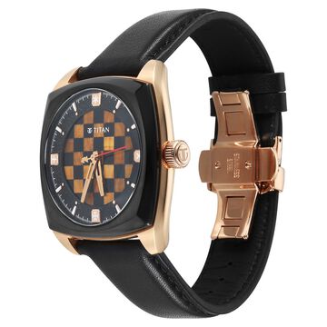 Titan Grandmaster X Gukesh Dommaraju Special Edition Tiger Eye and Black Agate Dial Premium Leather Strap Watch for Men