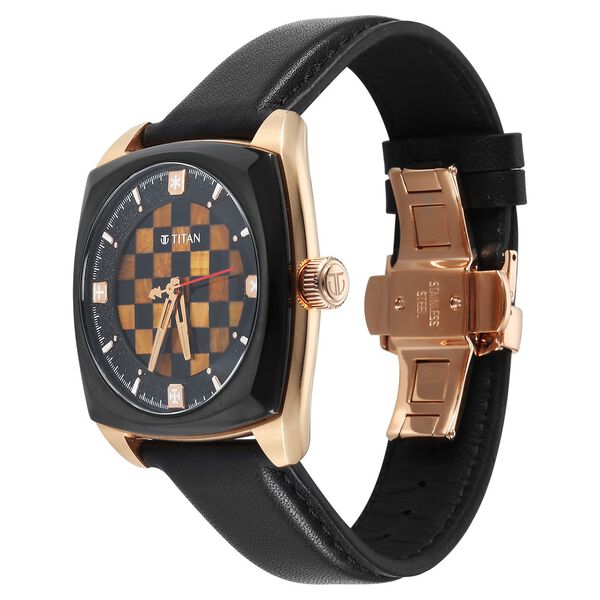Titan Grandmaster X Gukesh Dommaraju Special Edition Tiger Eye and Black Agate Dial Premium Leather Strap Watch for Men - image number 4