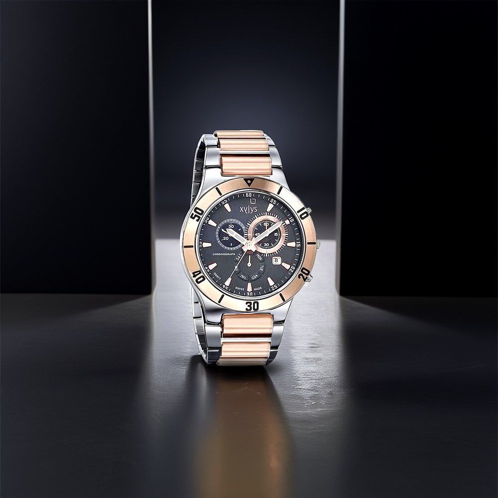 Xylys Swiss Chronograph Stainless Steel Black Dial Watch for Men