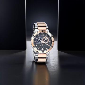 Xylys Swiss Chronograph Stainless Steel Black Dial Watch for Men