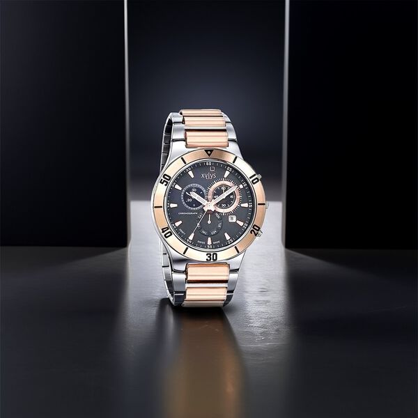 Xylys Swiss Chronograph Stainless Steel Black Dial Watch for Men - image number 1