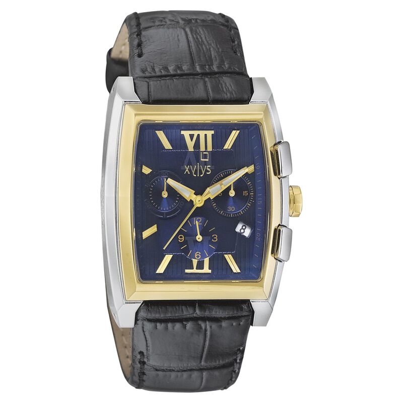 Xylys Swiss Chronograph Black Leather Strap and Blue Dial Watch For Men