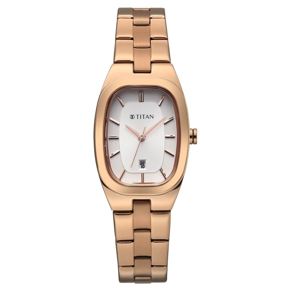 Titan Work Essentials Quartz Analog Silver Dial Rose Gold Metal Strap Watch For Women-picture-12