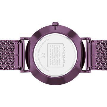 Coach Quartz Analog Purple Dial Stainless Steel Strap Watch for Women