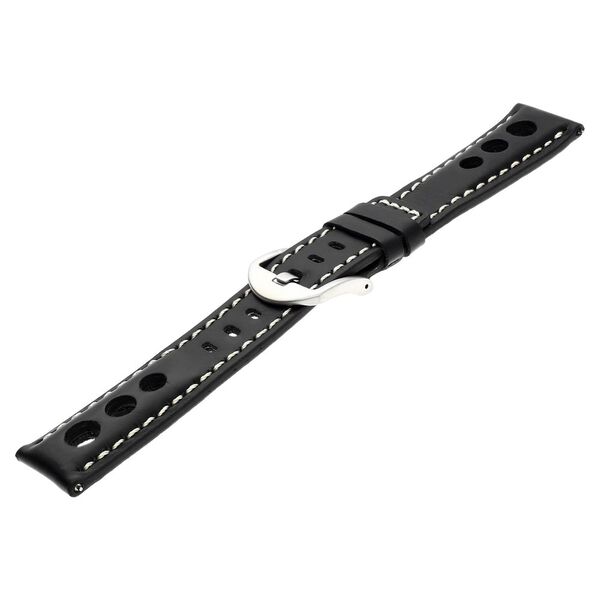 22 mm Black Genuine Leather Straps for Men - image number 3