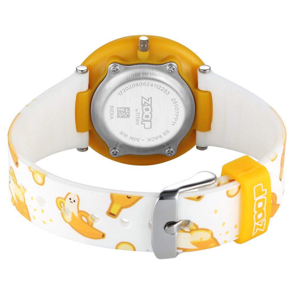 Buy Online Zoop Analog Watch with Yellow Dial & White Strap for
