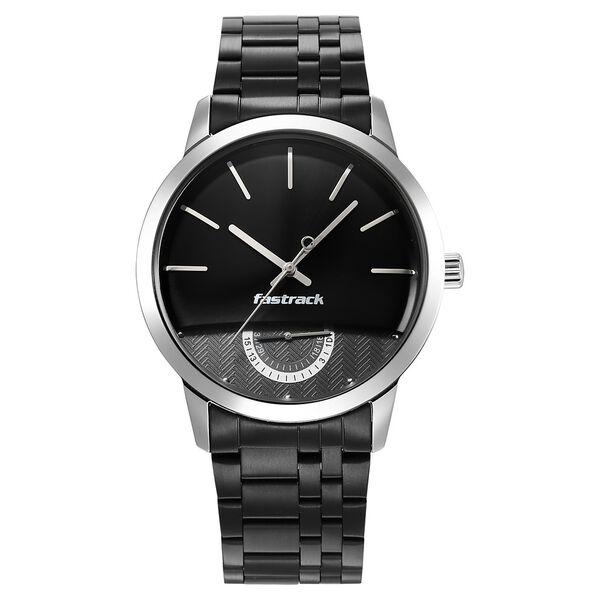 Fastrack Opulence Quartz Analog with Date Black Dial Stainless Steel Strap Watch for Guys - image number 2