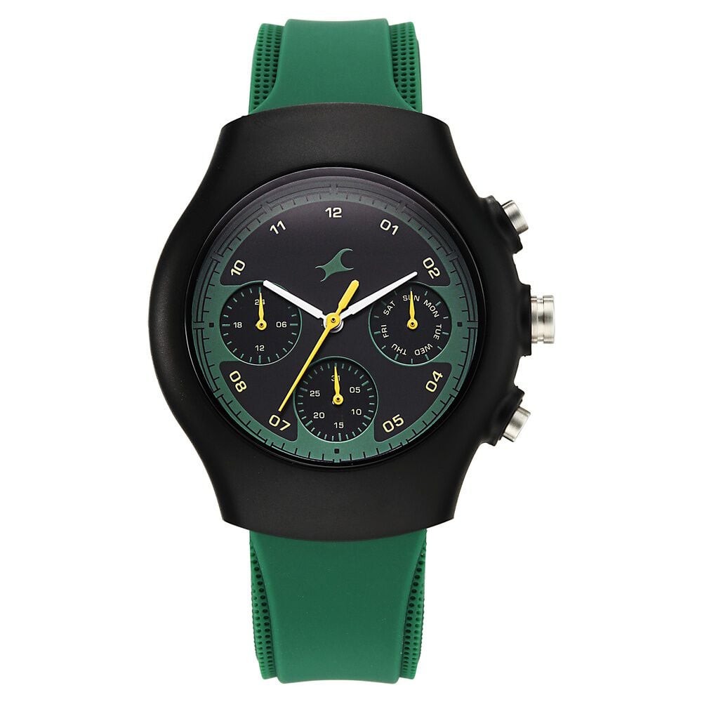 Fastrack Hype Multifunction with Black dial Green Silicon Strap watch for Guys-image-9