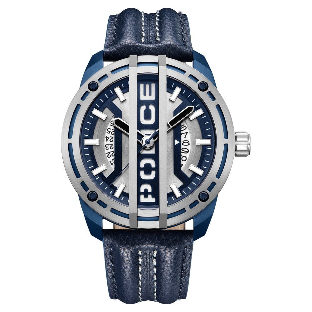 Police Quartz Analog Silver Dial Blue Leather Strap Watch for Men-image-42