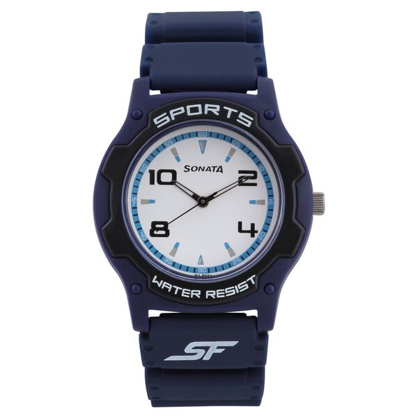 SF Quartz Analog White Dial Silicone Strap Watch for Men - image number 0