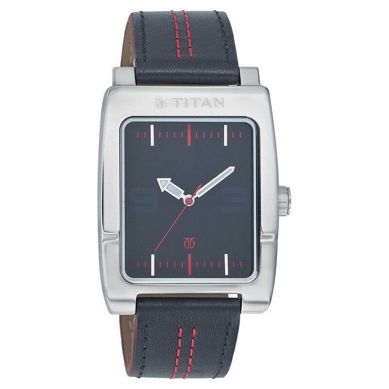Titan Quartz Analog Black Dial Leather Strap Watch for Men
