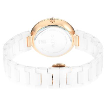Titan Purple Ceramics White Dial Analog Ceramic Strap watch for Women