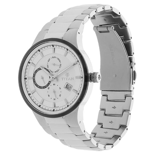 Titan Quartz Analog Silver Dial Stainless Steel Strap Watch for Men - image number 1