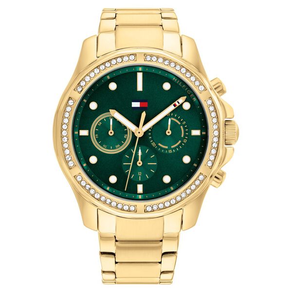 Tommy Hilfiger Quartz Multifunction Green Dial Metal Strap Watch for Women - image number 0