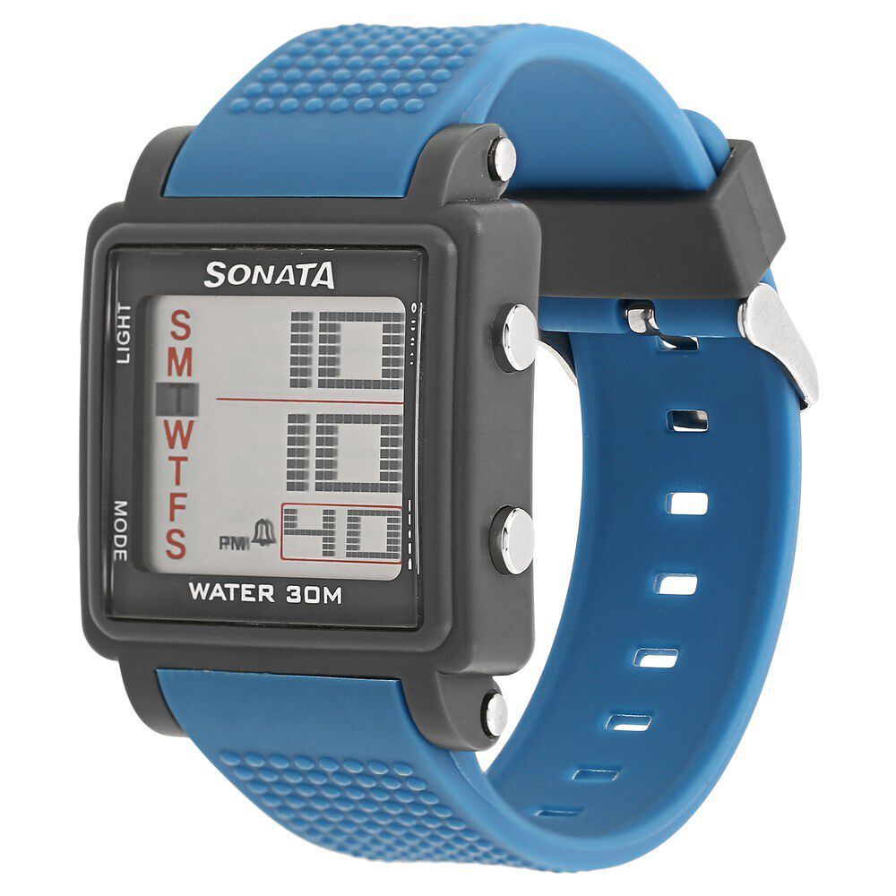Buy Online SF Digital Dial Blue Plastic Strap Watch for Men ns77043pp04 Titan