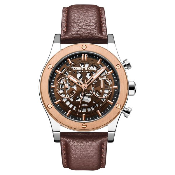 Kenneth Cole Quartz Multifunction Green Dial Leather Strap Watch for Men - image number 0