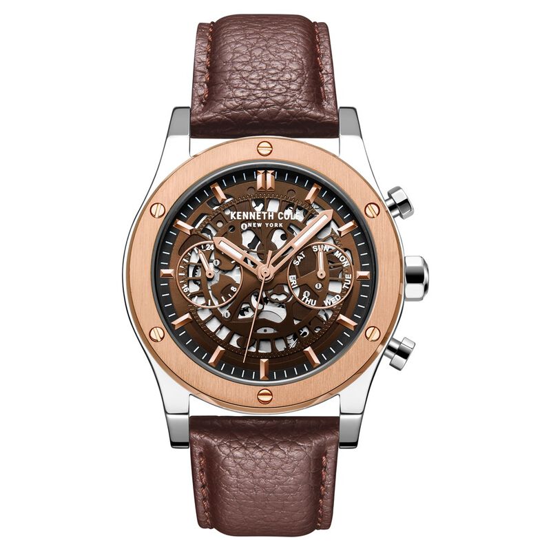 Kenneth Cole Quartz Multifunction Green Dial Leather Strap Watch for Men