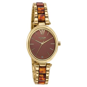 Sonata Poze Quartz Analog Brown Dial Bimetal Strap Watch For Women
