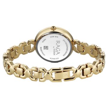 Titan Raga Spotlight Quartz Analog Silver Dial Golden Metal Strap Watch For Women