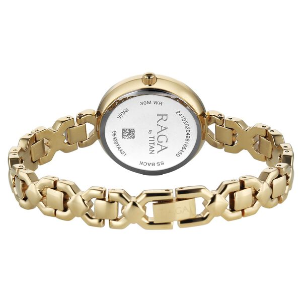Titan Raga Spotlight Quartz Analog Silver Dial Golden Metal Strap Watch For Women - image number 5