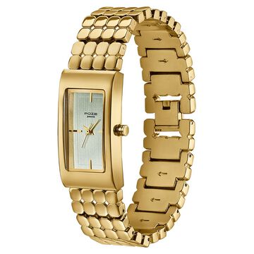 Poze Poze Quartz Analog Green Dial Golden Metal Strap Watch For Women