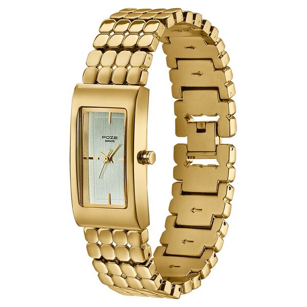 Poze Poze Quartz Analog Green Dial Golden Metal Strap Watch For Women - image number 4