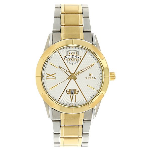 Titan Regal Crest Silver Dial Analog Day Date Stainless Steel Strap watch for Men - image number 0