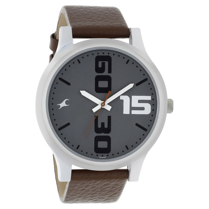Fastrack Bold Quartz Analog Grey Dial Leather Strap Watch for Guys - image number 1