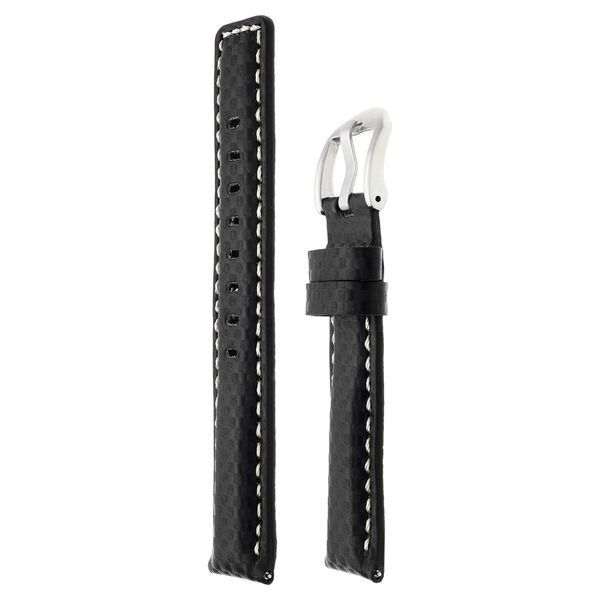 22 mm Black Genuine Leather Straps for Men - image number 2