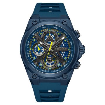Police Men's Sonic KL Rahul Edition Multifunction Watch with Blue Silicone Strap