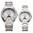 Titan Bandhan Quartz Analog Sun-Moon Silver Dial Two Toned Stainless Steel Strap Watch For Couple - image number 0