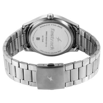 Fastrack Groove Quartz Analog Green Dial Silver Stainless Steel Strap Watch For Guys