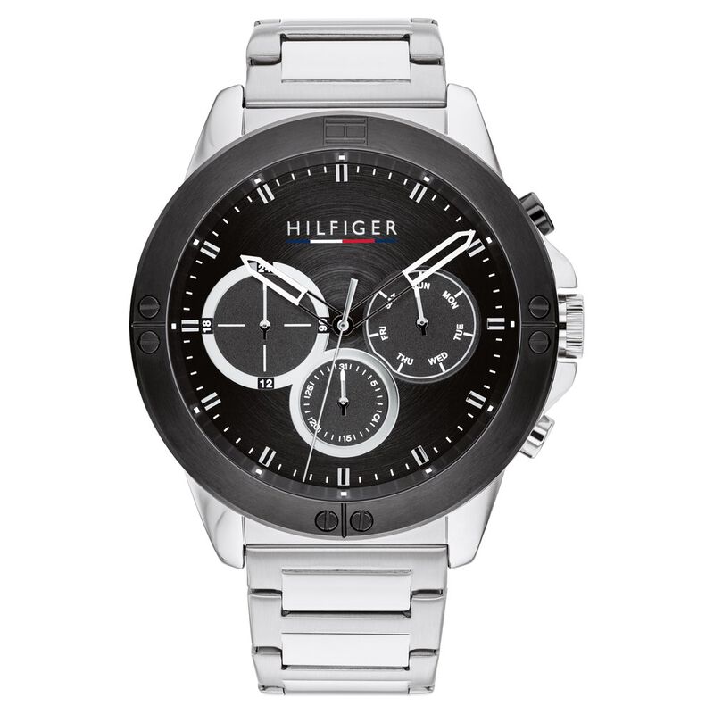 Tommy Hilfiger Quartz Multifunction Black Dial Stainless Steel Strap Watch for Men
