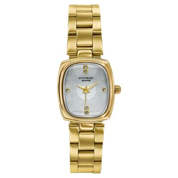Poze By Sonata Quartz Analog White Dial Golden Stainless Steel Strap Watch For Women