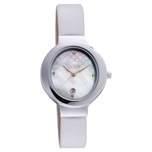 Xylys Swiss Analog with Date White Leather Strap and Mother of Pearl Dial Watch For Women - image number 0