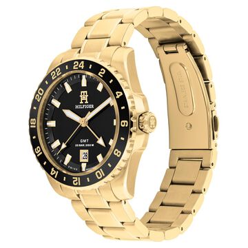 Tommy Hilfiger Analog with Date Black Dial Golden Color Stainless Steel Strap Watch For Men