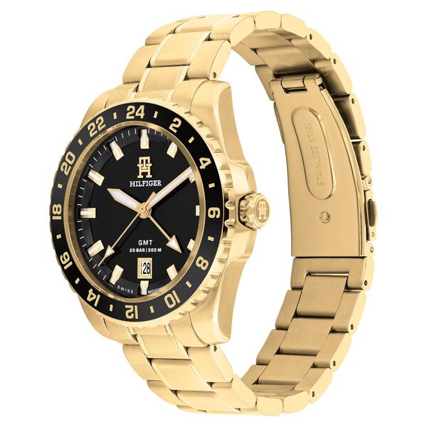 Tommy Hilfiger Analog with Date Black Dial Golden Color Stainless Steel Strap Watch For Men - image number 1