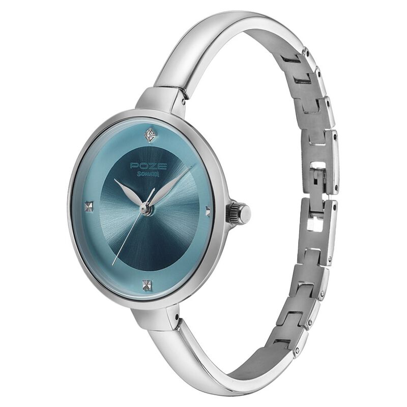 Buy Online Poze by Sonata Quartz Analog Blue Dial Metal Strap Watch for