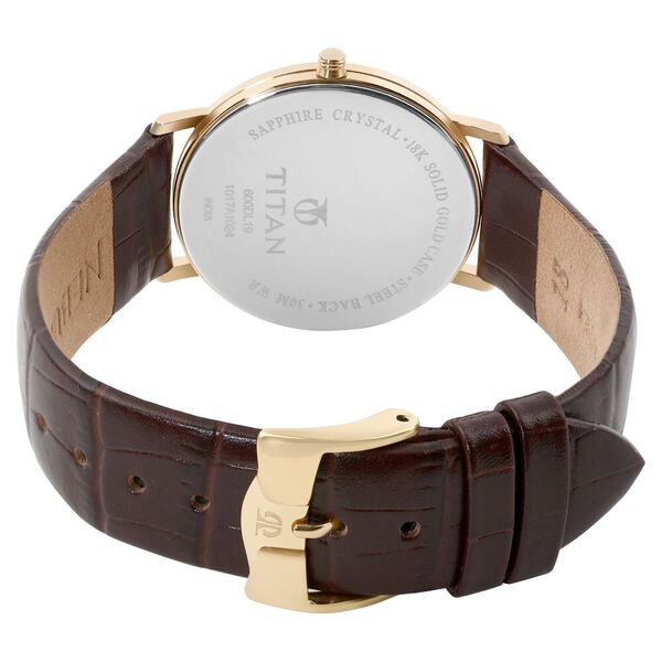 Titan Nebula Vintage 18k Gold Analog Leather Strap Watch For Men - image number 4
