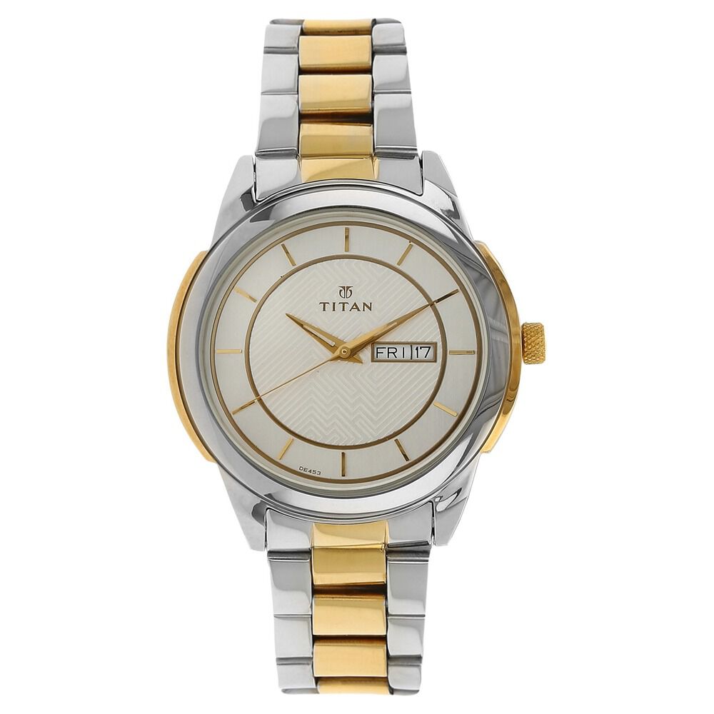 Buy Online Titan Quartz Analog with Day and Date Silver Dial