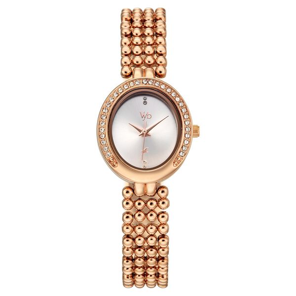 Vyb Iconique By Fastrack Quartz Analog Silver Dial Rose Gold Metal Strap Watch For Girls - image number 1