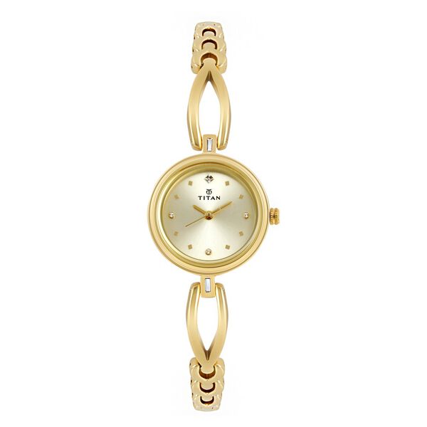 Titan Quartz Analog Champagne Dial Metal Strap Watch for Women - image number 0