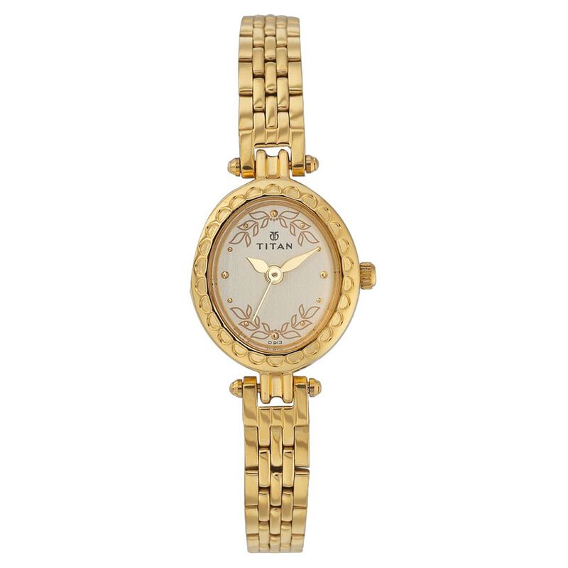 Titan Quartz Analog Champagne Dial Watch for Women