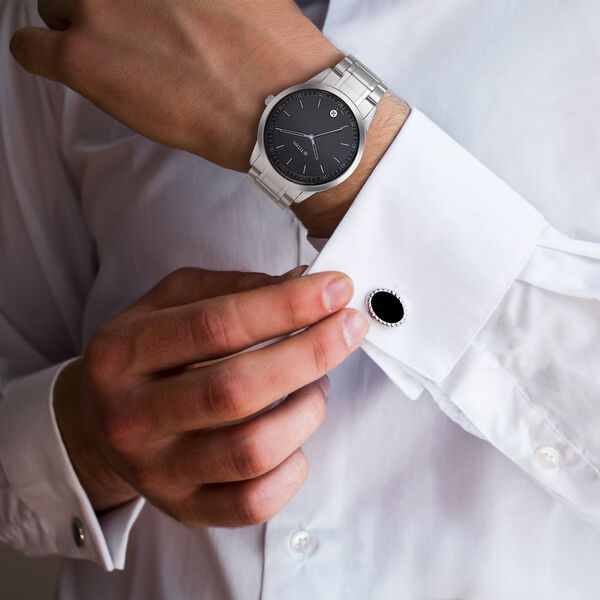 Titan Minimals Quartz Analog with Date Black Dial Silver Metal Strap Watch For Men - image number 5