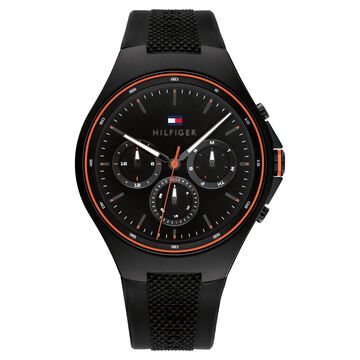 Tommy Hilfiger Black Dial Black Colour Silicone Strap Watch for Men