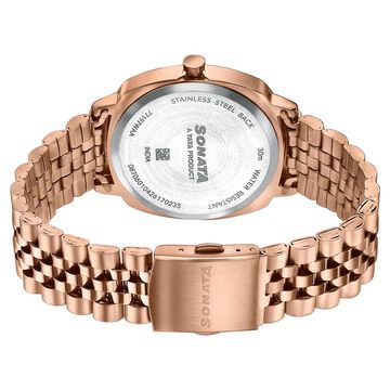 Sonata Vector Blue Dial Rose Gold-Tone Bracelet Watch for Men