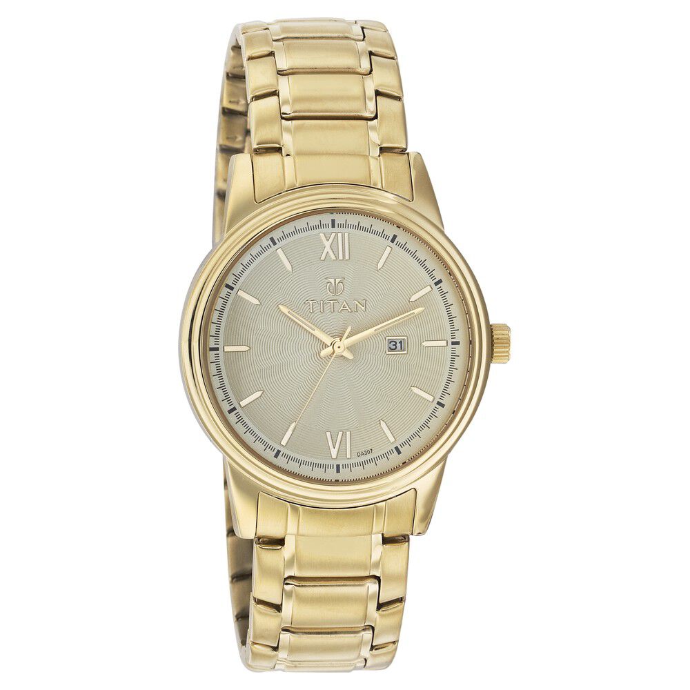 Titan Quartz Analog with Date Champagne Dial Watch for Men