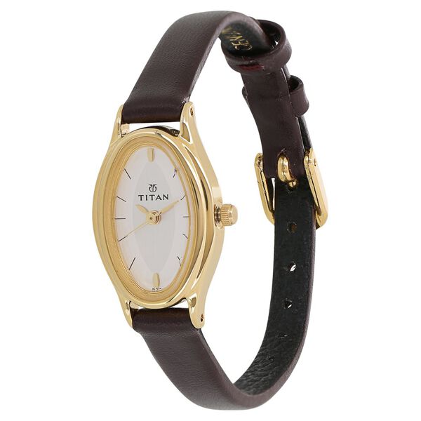 Titan Quartz Analog Silver Dial Leather Strap Watch for Women - image number 1